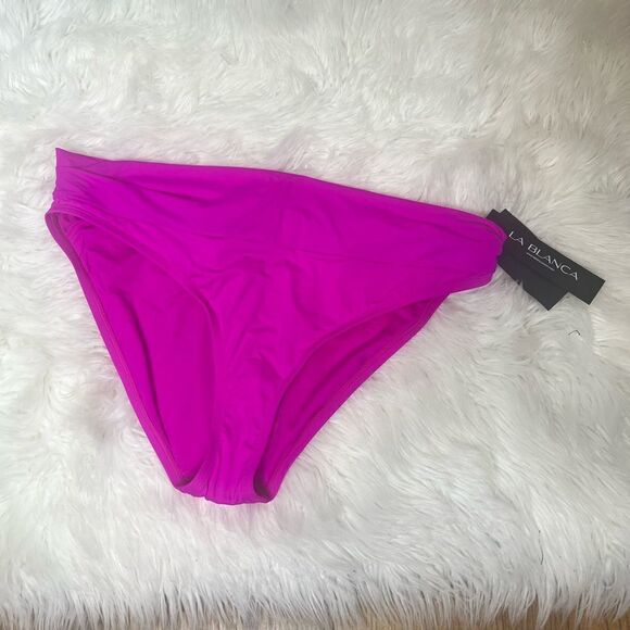 NWT La Blanca Island Goddess Shirred Band Hipster Bottom - Orchid - Picture 3 of 4
